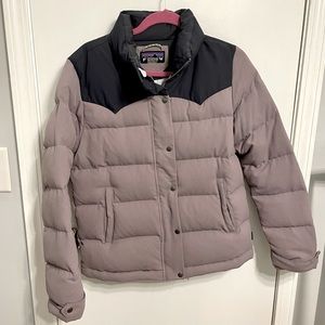 Patagonia puffer jacket, size medium, Navy/lilac